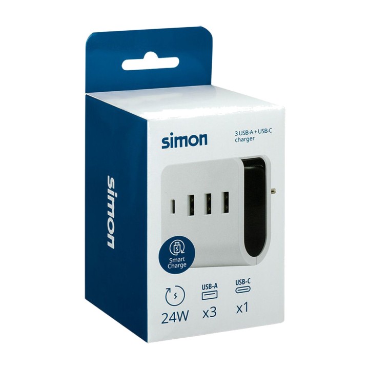 SIMON 4-port charger with smartphone holder USB-A/C 4,8 A