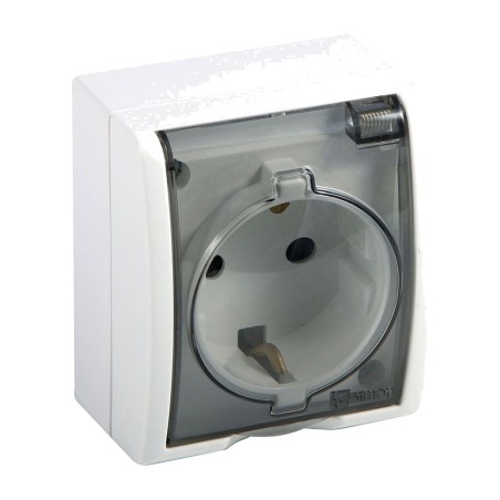 nástěnná zásuvka s víčkem aquarius-schuko 2p+t 16 a 250 v ip54