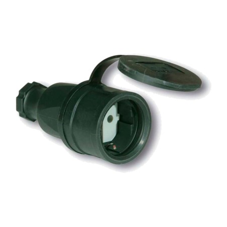 fiche schuko en caoutchouc avec couvercle 2p+t 16 a 250 v ip44