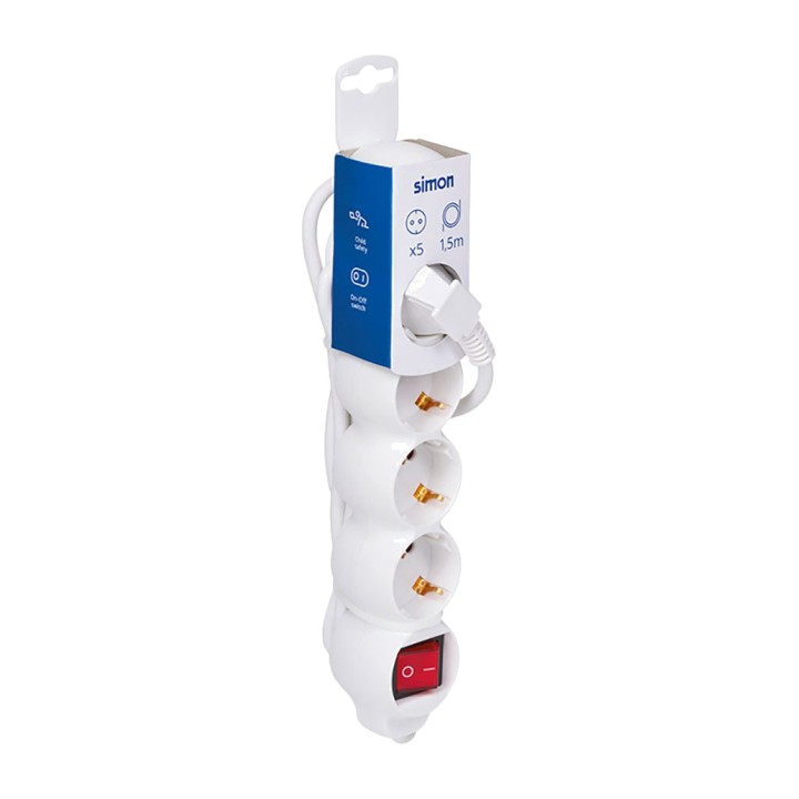 SIMON Multistik med 5 stik og afbryder BASIC LINE H05VV-F