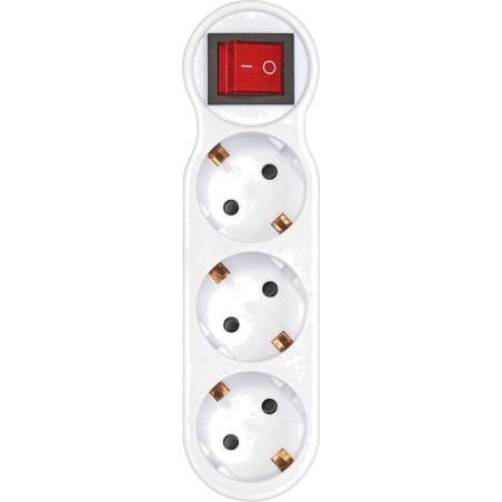 schuko-adapter mit 3 frontseitigen steckdosen und schalter 16 a 250 v