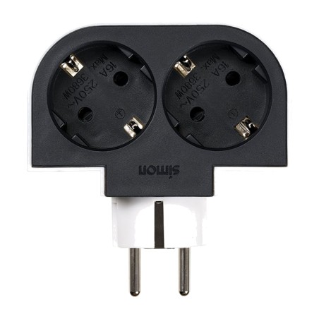 vridbar schuko-adapter med 2 uttag 16 a 250 v
