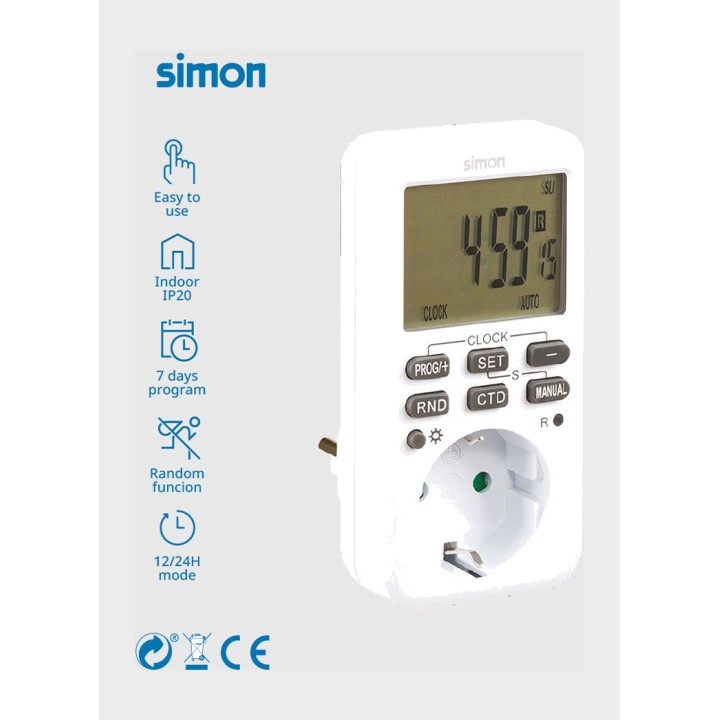 SIMON Programador digital semanal 3600 W 16 A 03025