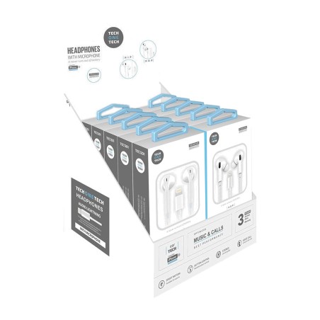 expositor de auriculares con cable y micrófono eartech-hip-lightning 10 uds