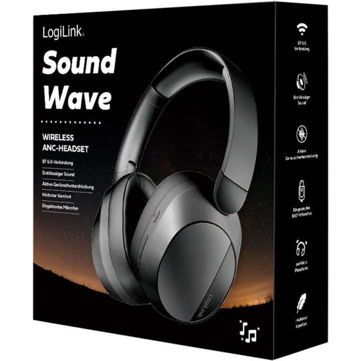 LOGILINK Auriculares plegables bluetooth con cancelación activa de ruido y micrófono BT 6.0 600 MAH 51728