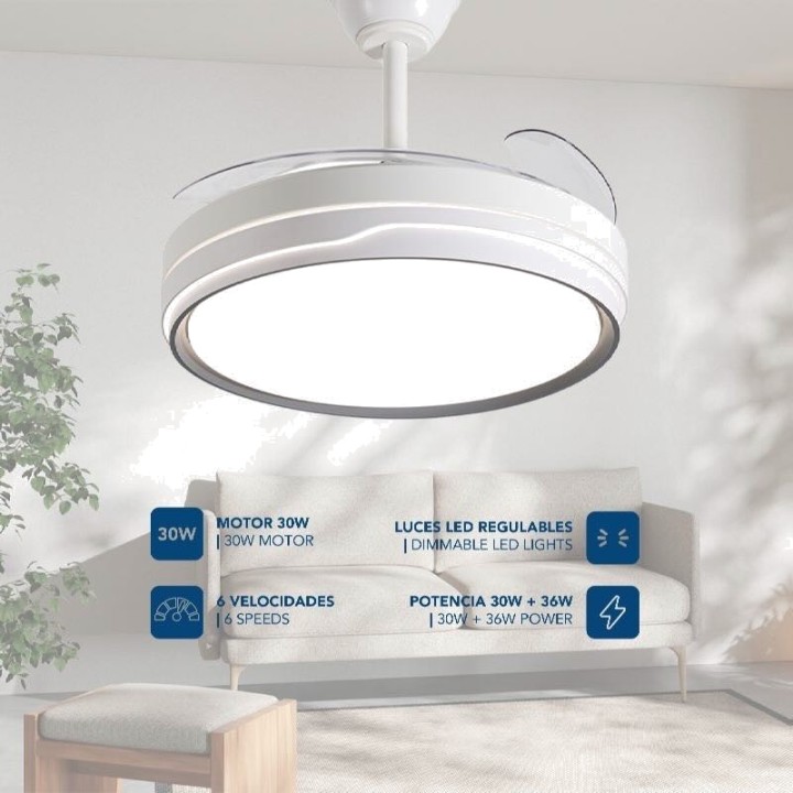 DAEWOO Ceiling fan with LED light and retractable blades 106