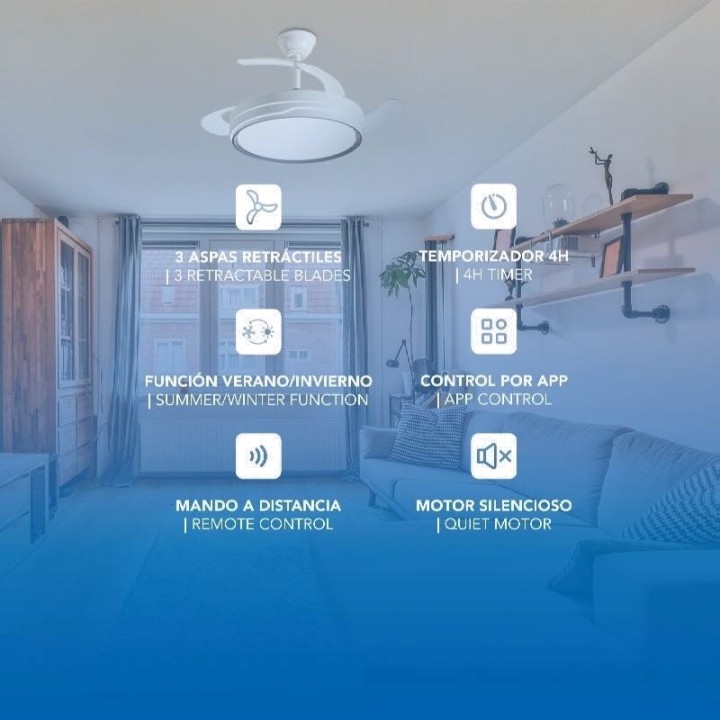 DAEWOO Deckenventilator mit LED-Leuchte und einziehbaren