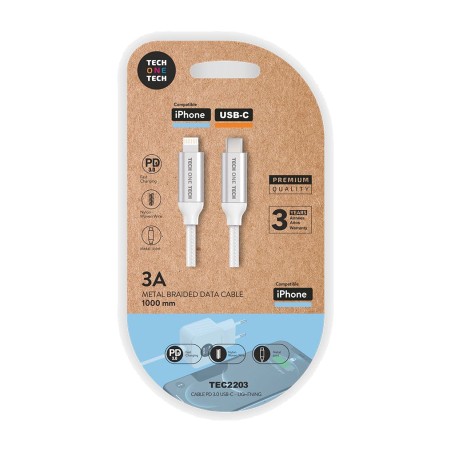 cable trençat de niló de usb-c a lightning pd 3 a 1 m