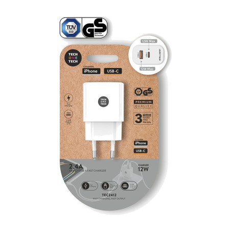 dubbel nätladdare usb-a och usb-c 12 w 2,4 a