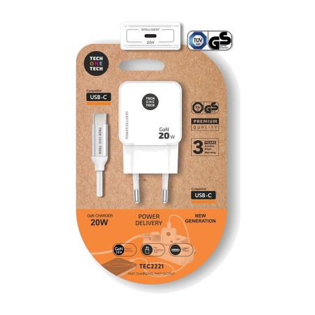 fast wall charger with usb-c cable gan pd 20 w