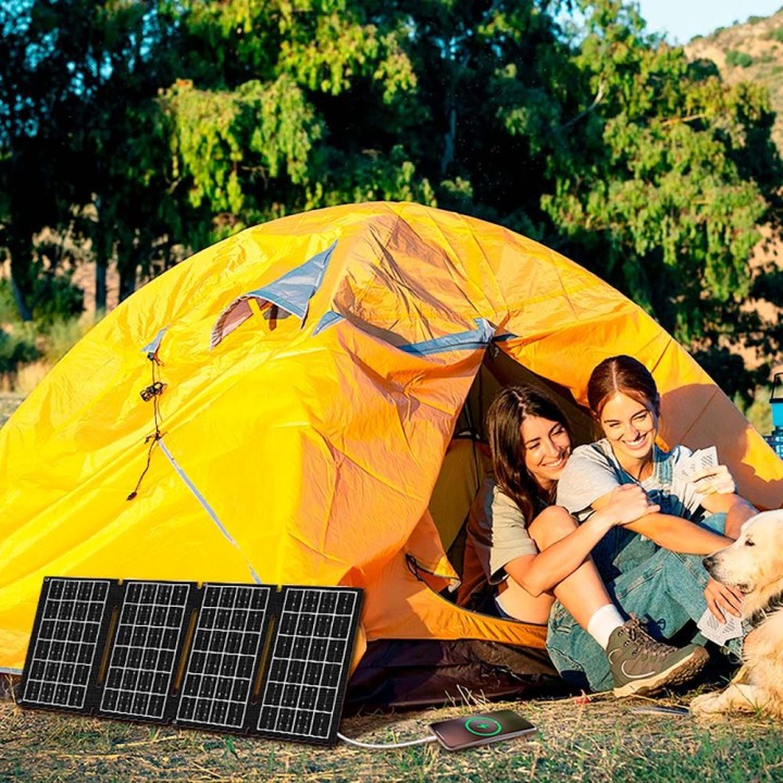 LOGILINK Cargador solar plegable con salida USB-A y USB-C 15