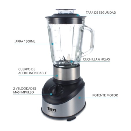 blender cu cană de sticlă 500w 1,5 l