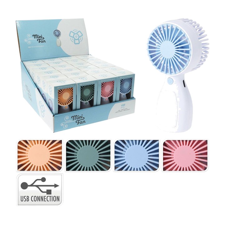 Ventilador de mano recargable por USB 6X4,5X12,5CM (2UD)