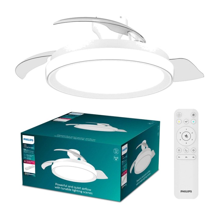 PHILIPS Ceiling fan with dimmable LED light, retractable