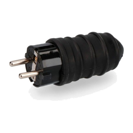 fiche schuko en caoutchouc compatible avec les prises de terre françaises 16 a 250 v ip44 4,8 mm