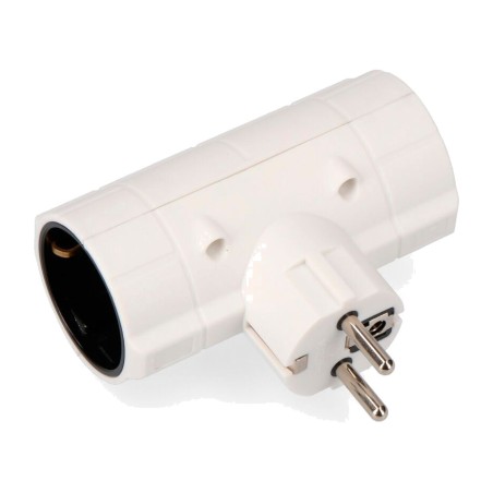adaptador doble schuko económico 2p+t 16 a 250 v 4,8 mm