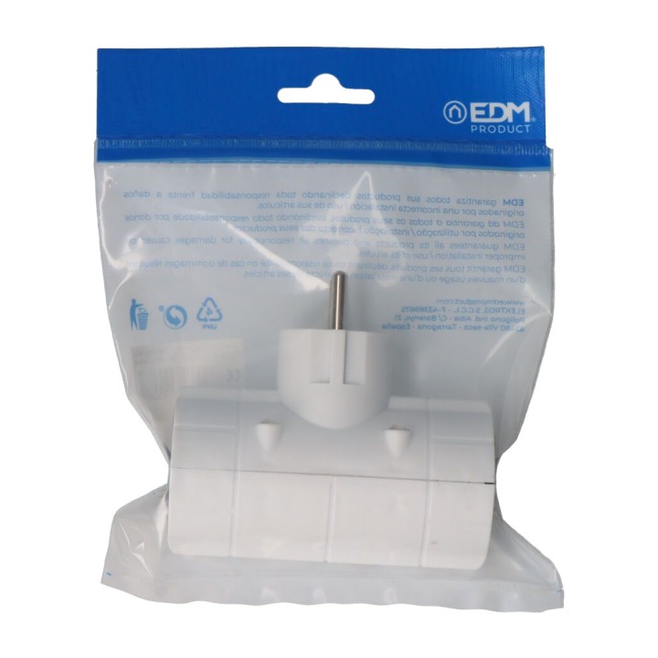 EDM Tani podwójny adapter schuko 2P+T 16 A 250 V 4,8 MM