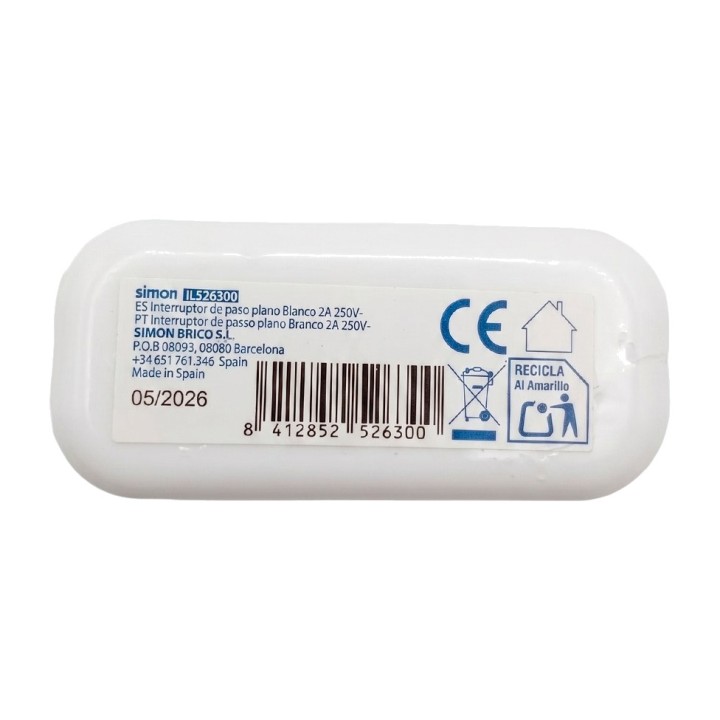 SIMON Interrupteur de cordon plat 2 A 250 V (10UD) 45008VAR