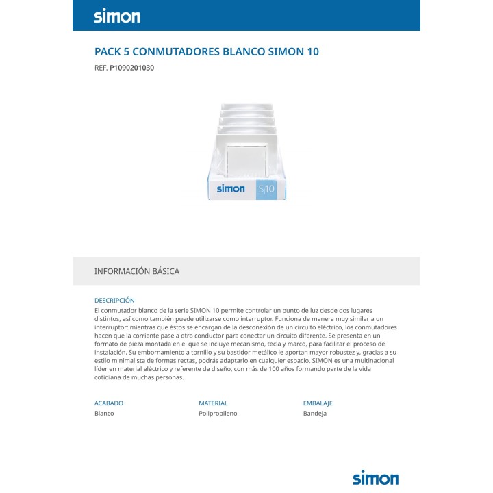 SIMON Flacher Schnurzwischenschalter 2 A 250 V (10UD)