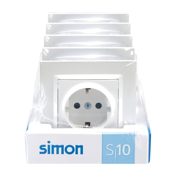 SIMON Flush-mounted Schuko socket with frame SERIE-10 2P+T