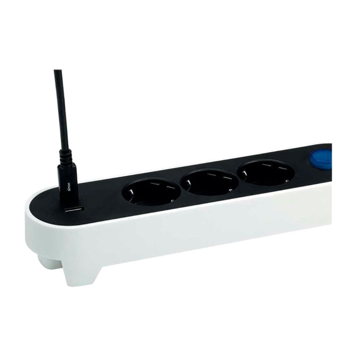 SIMON Multipresa a 3 prese con 2 porte USB e interruttore a