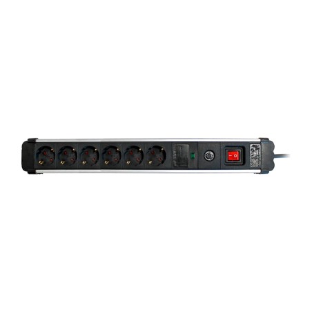 aluminijast razdelilnik s 6 vtičnicami, s stikalom in zaščito pred prenapetostjo extrapower-h05vv-f 3g1,5 mm2 16 a 250 v 1,5 m