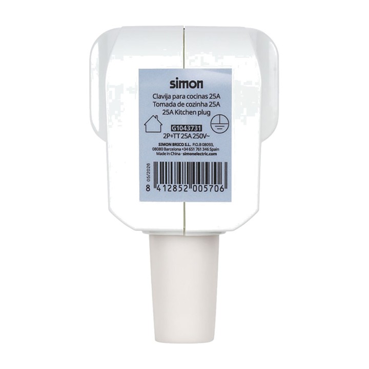SIMON Plug for electric cooker 2P+TT 25 A 250 V 53X81X86MM