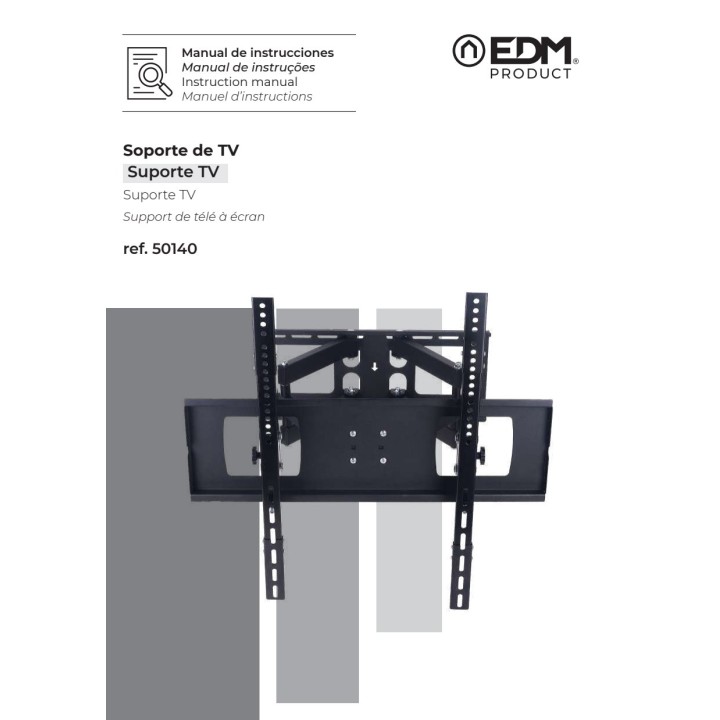 EDM Support mural orientable à deux bras pour téléviseur