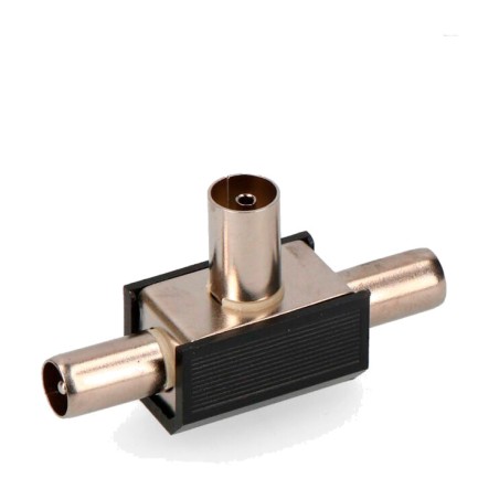 shielded tv splitter, 1 socket and 2 plugs 9,5 mm