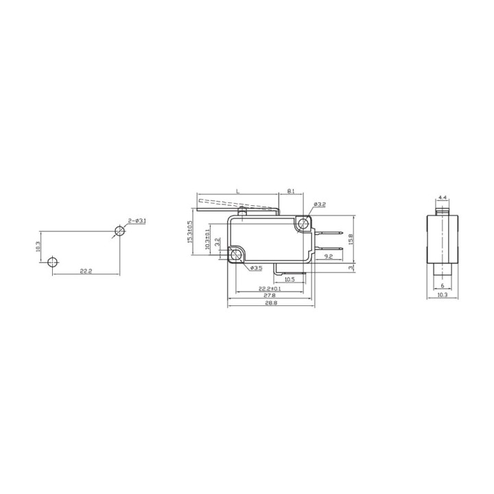 EDM Microinterruptor de final de carrera on-on 16 A 250 V