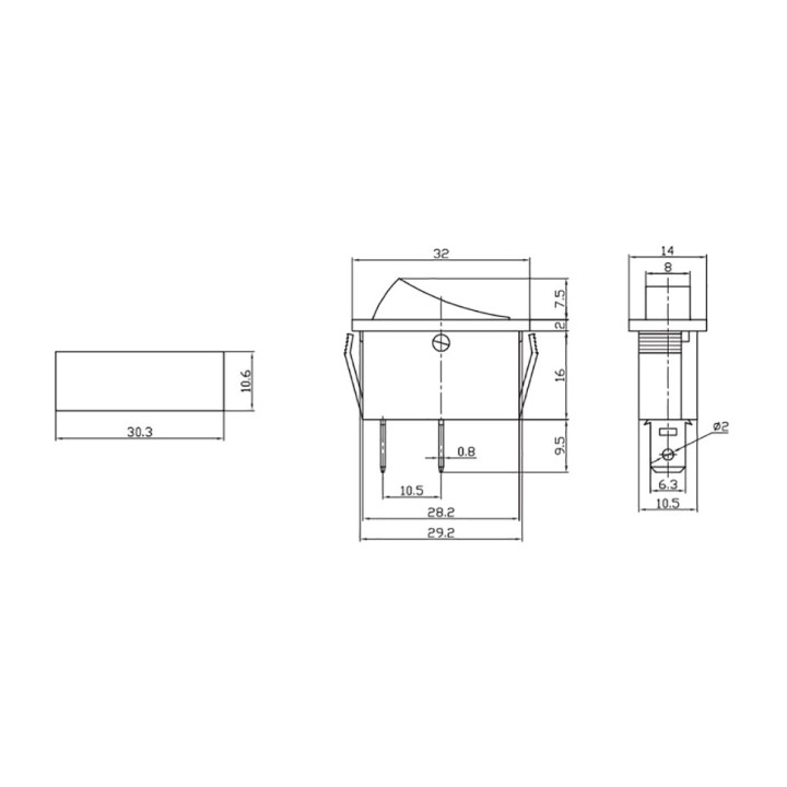 EDM Interruttore stretto da incasso a pannello on-off-on 15