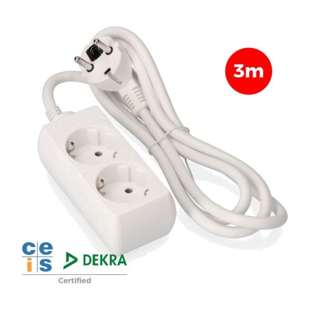 base múltiple de 2 tomas schuko h05vv-f 3g1,5 mm2 16 a 250 v 3680 w