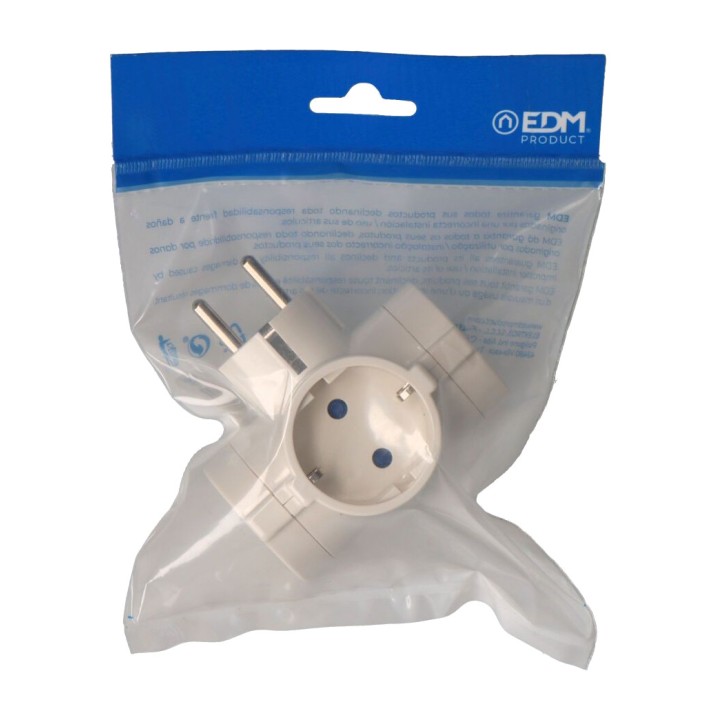 EDM 4-outlet Schuko adapter with side input 2P+T 16 A 250 V