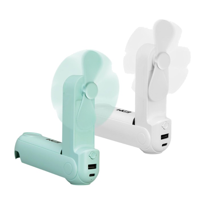 EDM Ventilador de mano plegable con linterna, powerbank y