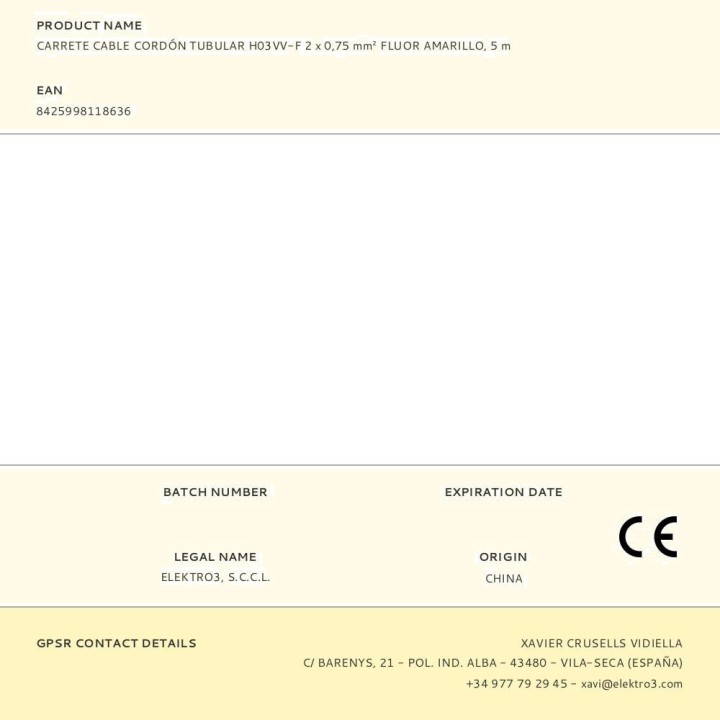 EDM Tuljava cevaste tekstilne vrvice H03VV-F 2X0,75 MM2 5 M