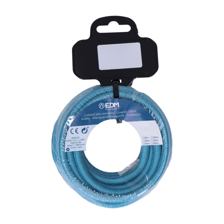EDM Bobine de cordon textile tubulaire H03VV-F 2X0,75 MM2 5