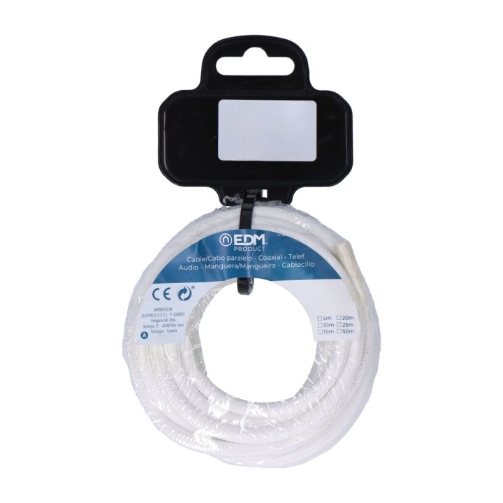 EDM Bobine de cordon textile tubulaire H03VV-F 2X0,75 MM2 5