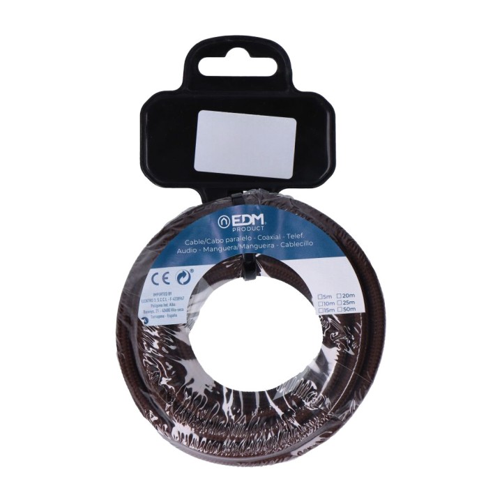EDM Reel of tubular textile cord H03VV-F 2X0,75 MM2 5 M