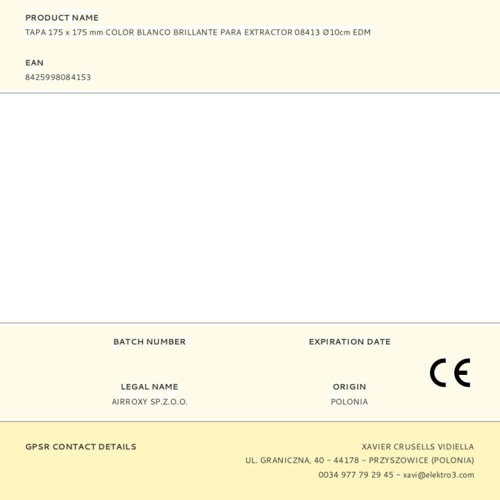 EDM Kunststoffabdeckung für Abluftventilator 08413 175X175MM