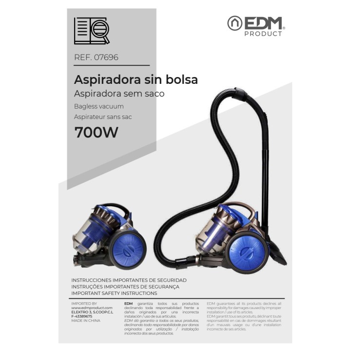 EDM Večciklonski sesalnik brez vrečke 700 W 2,5 L 07696