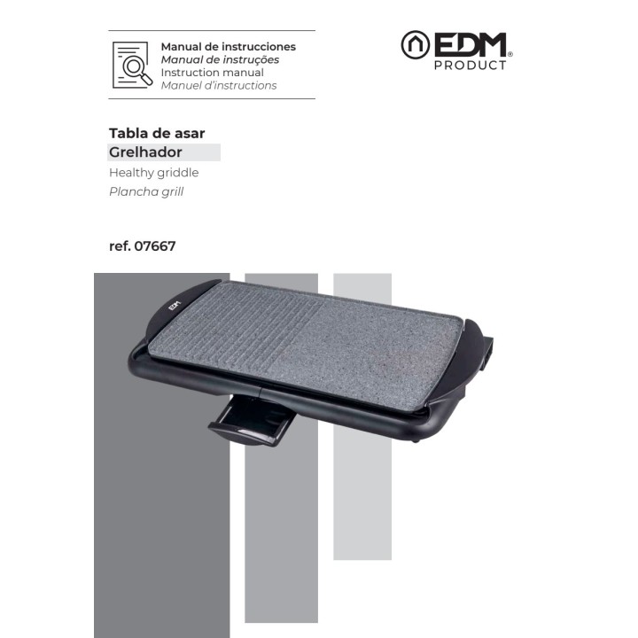 EDM Planxa de rostir elèctrica amb efecte pedra 2000 W