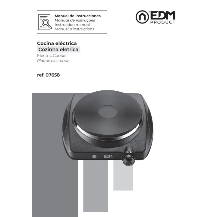 EDM Elektrický vařič s 1 plotnou 1400 W 07658