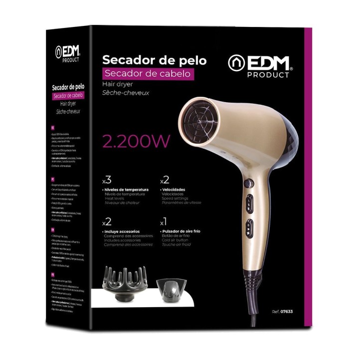 EDM Hårtork med diffuser 1800-2200W 07633
