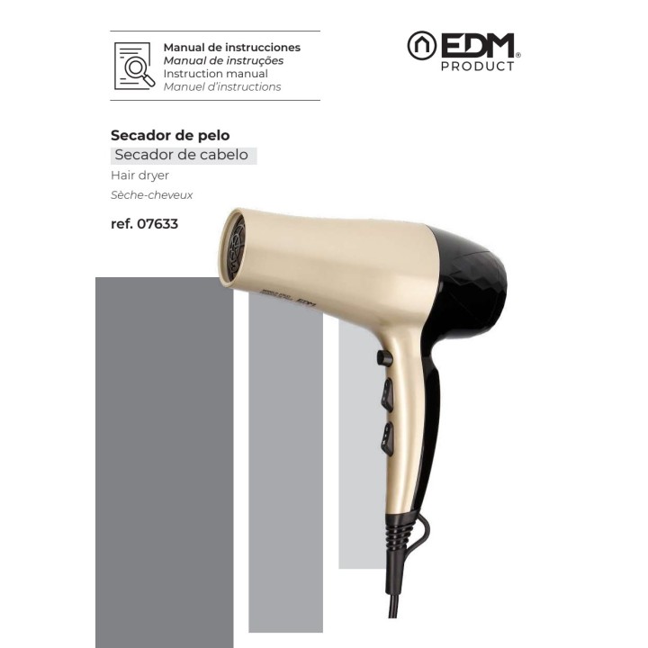 EDM Sèche-cheveux avec diffuseur 1800-2200W 07633