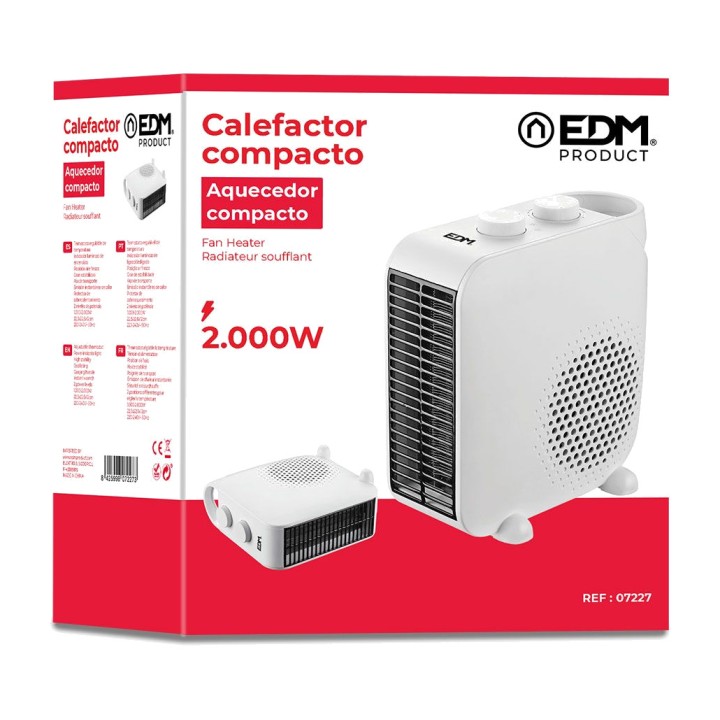 EDM Kompaktowy grzejnik pionowy i poziomy 1000-2000W 22,6 CM