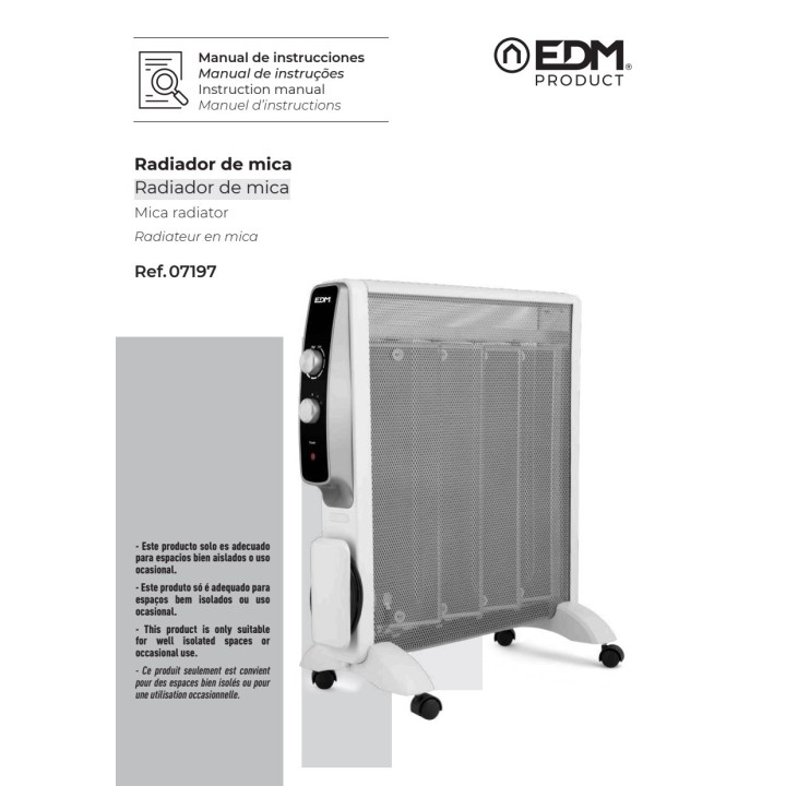 EDM Radiatore a mica 1000/2000W 61,5 CM 07197