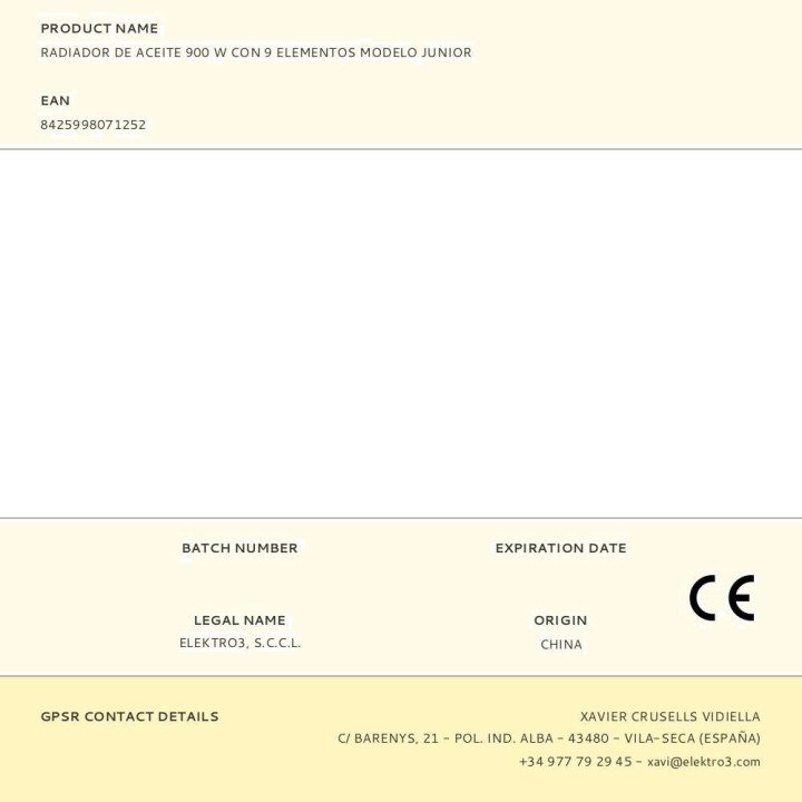 EDM Olejový radiátor s 9 články JUNIOR-900W 37 CM 07125