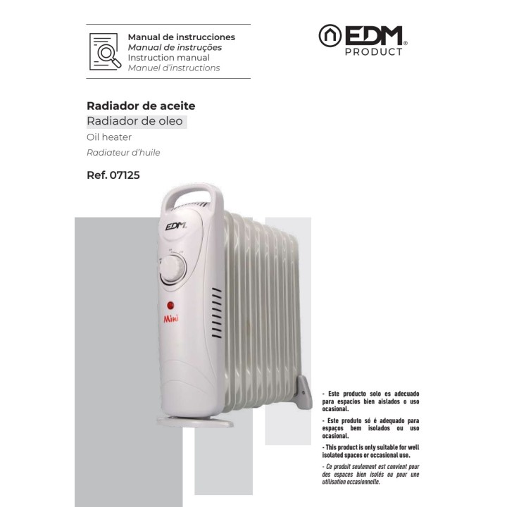 EDM Olieradiator med 9 elementer JUNIOR-900W 37 CM 07125