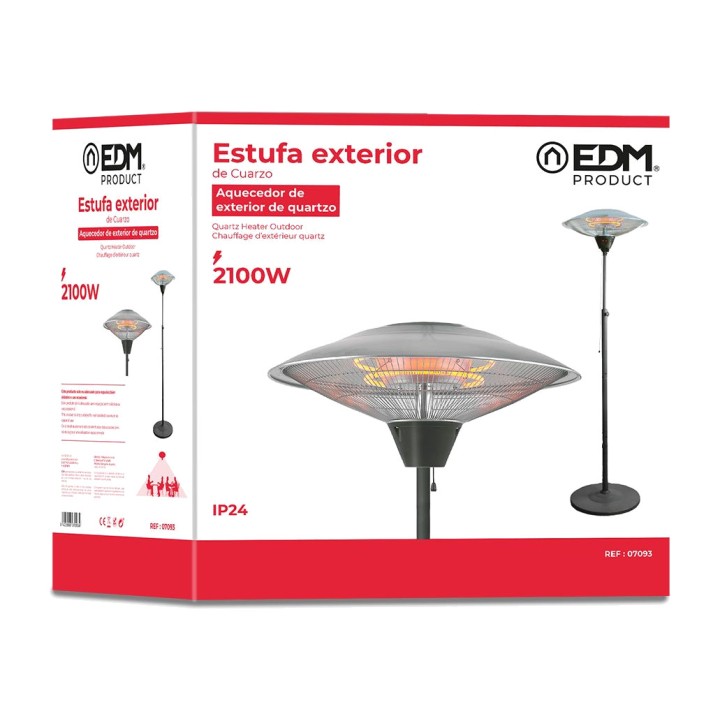 EDM Venkovní křemenné topidlo se stojanem 2100 W 07093