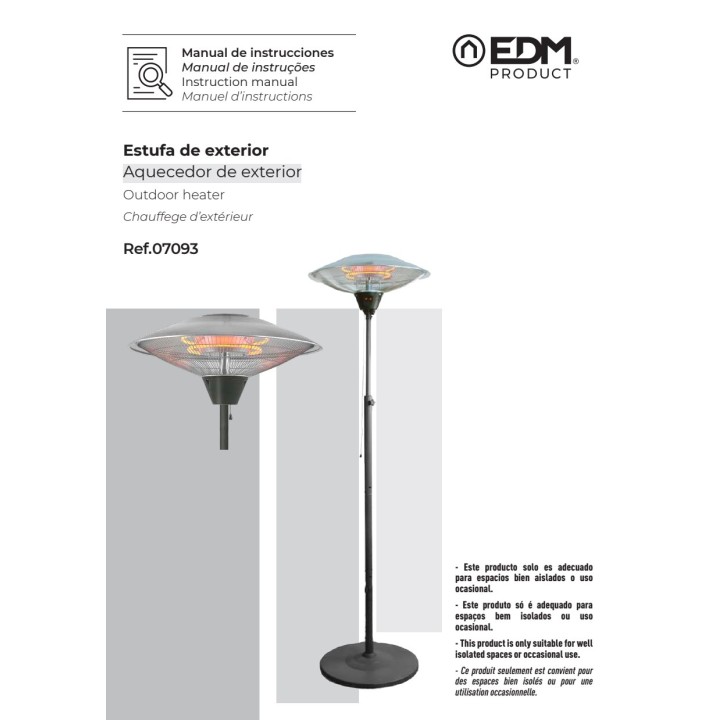 EDM Estufa de quars d’exterior amb peu 2100 W 07093